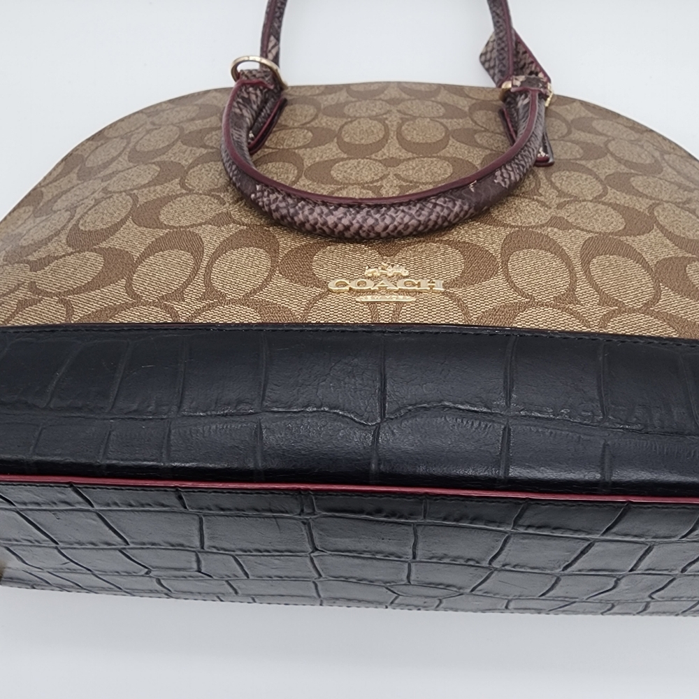 Coach Signature Sierra Exotic Mix Leather Satchel Handbag with FLAW - Picture 12 of 16